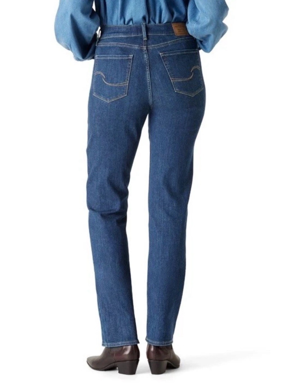 Levi's Women's Straight Leg Jeans in Dark Blue Wash NWT - Picture 2 of 11